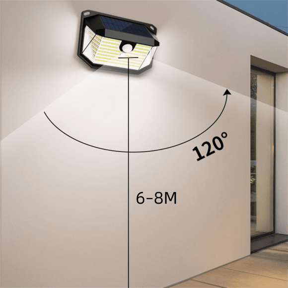 2 - Pack Solar Motion Sensor Wall Light(416 - Bead LED) - 3 Lighting Modes, IP64 Waterproof, Three - Sided Wide - Angle Lighting for Outdoor Security and Garden Lighting - RnR Galore