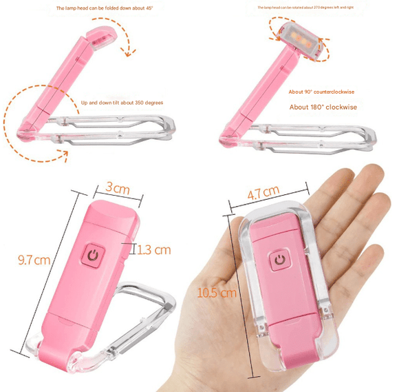 2 Pcs Black USB Rechargeable Clip - on LED Book Light - 3 Color Modes & Dimmable Brightness for Eye - Caring Reading - RnR Galore