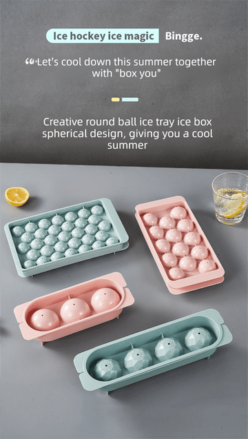 2 PCS Large Diamond Ice Cube Trays with Lids 4 Cavity Geometric Sphere Ice Ball Maker Mould Stackable Hard Plastic for Whiskey Cocktails Pink - RnR Galore