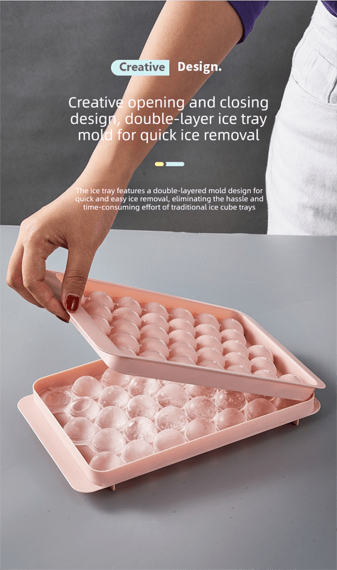 2 PCS Large Diamond Ice Cube Trays with Lids 4 Cavity Geometric Sphere Ice Ball Maker Mould Stackable Hard Plastic for Whiskey Cocktails Pink - RnR Galore
