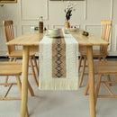 2 - PCS Rhombus Bohemian Woven Table Runner with Tassels - Rustic Farmhouse Decor for Dining & Coffee Tables - RnR Galore