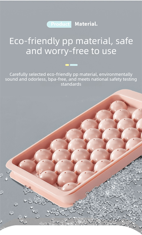 2 PCS Round Ice Cube Trays with Lids 14 Cavity Sphere Ice Ball Maker Mould Stackable Hard Plastic Easy Release for Whiskey Cocktails Pink - RnR Galore