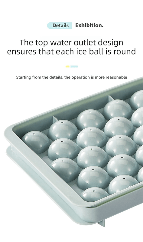 2 PCS Round Ice Cube Trays with Lids 33 Cavity Sphere Ice Ball Maker Mould Stackable Hard Plastic Easy Release for Cocktails Whiskey Pink - RnR Galore