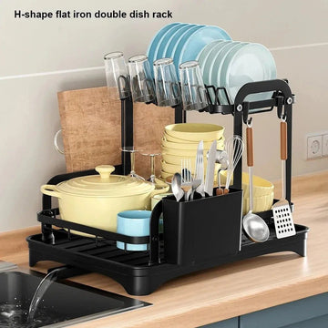 2 Tier Dish Drainer Rack with Drain Basket - RnR Galore