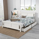 2 x Wooden Bed Frame Storage Trundle Drawers - White - RnR Galore