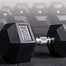 20KG Commercial Rubber Hex Dumbbell Gym Weight - RnR Galore
