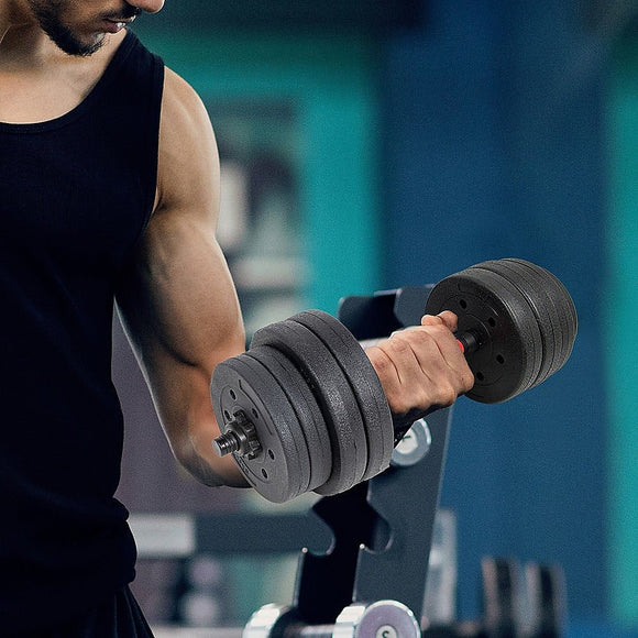 20kg Dumbbell Set Home Gym Fitness Exercise Weights Bar Plate - RnR Galore