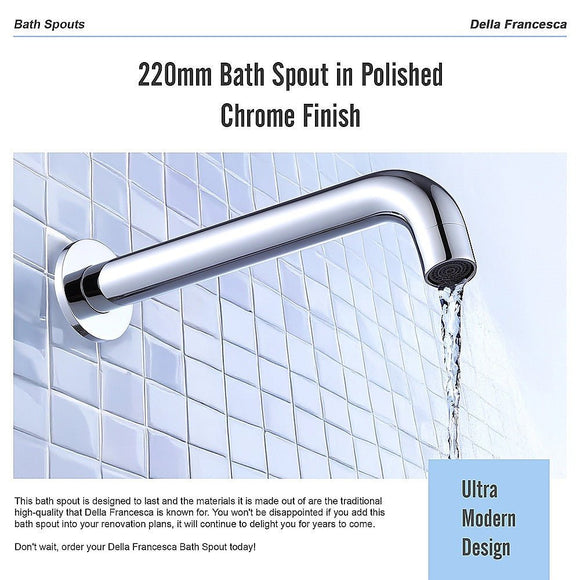 220mm Bath Spout in Polished Chrome Finish - RnR Galore