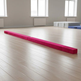 2.2m Gymnastics Folding Balance Beam Pink Synthetic Suede - RnR Galore
