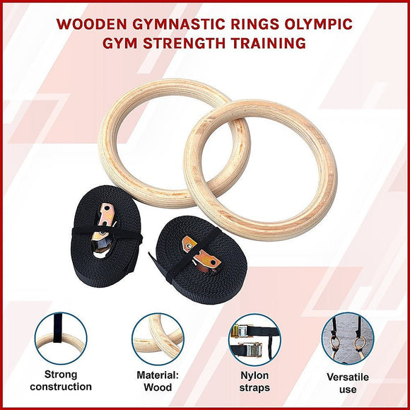 235mm Wooden Gymnastic Rings – Olympic Gym Strength Training & Fitness - RnR Galore