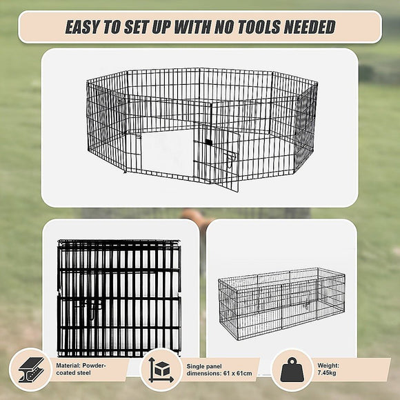 24" 8 Panel Pet Dog Playpen Puppy Exercise Cage Enclosure Fence Play Pen - RnR Galore