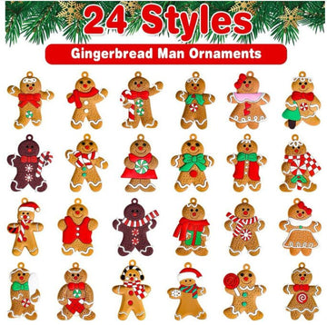 24pcs Christmas Ornaments Cute Snowman Xmas Tree Decorations Santa Claus Plastic Figurines Ornaments with Sugar Cookie House for Christmas Tree Hanging Party DIY Decor 3 Inch Tall - RnR Galore