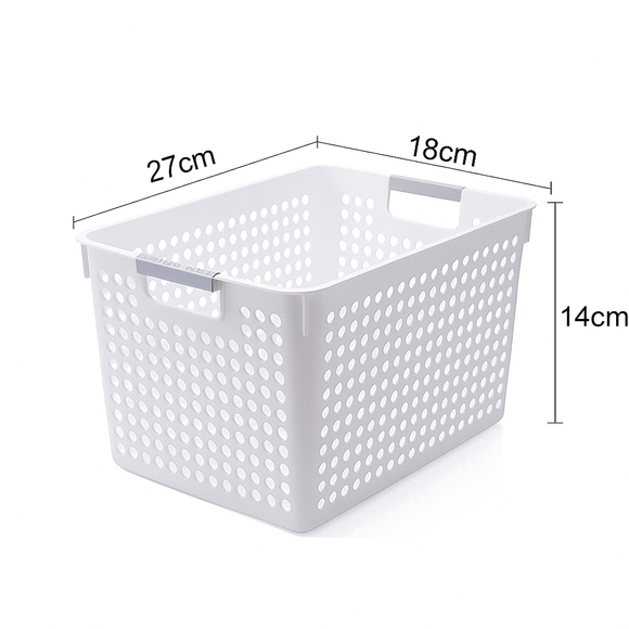 24x Premium Plastic Storage Basket Bulk w/ Grip Handles 27*18*14cm - RnR Galore