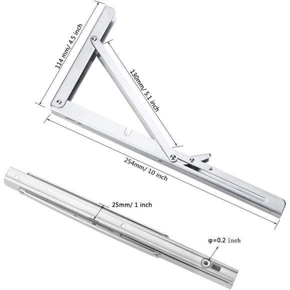 250Mm Folding Wall Shelf, 2 pcs Stainless Steel Folding Bracket, Garage Shelf Support Frame, Heavy Duty Bracket For - RnR Galore