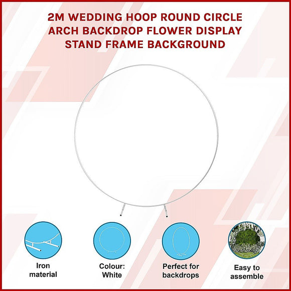 2M Wedding Hoop Round Circle Arch Backdrop Flower Display Stand Frame Background - RnR Galore