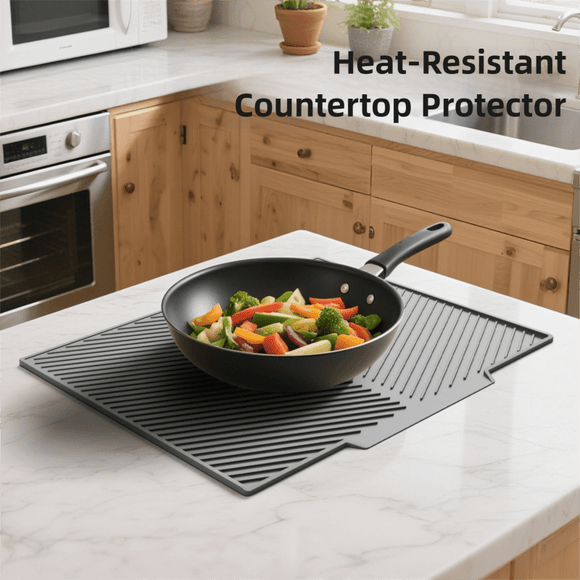 2PC Black Multi - Use Drain Mat (43x33 cm) – Non - Slip Heat Protection for Dish Drying & Prep - RnR Galore