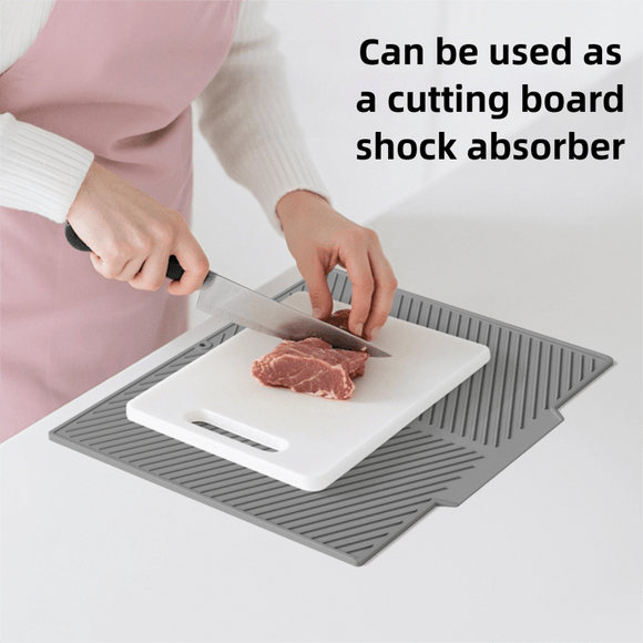 2PC Grey Multi - Use Drain Mat (51x43 cm) – Non - Slip Heat Protection for Dish Drying & Prep - RnR Galore