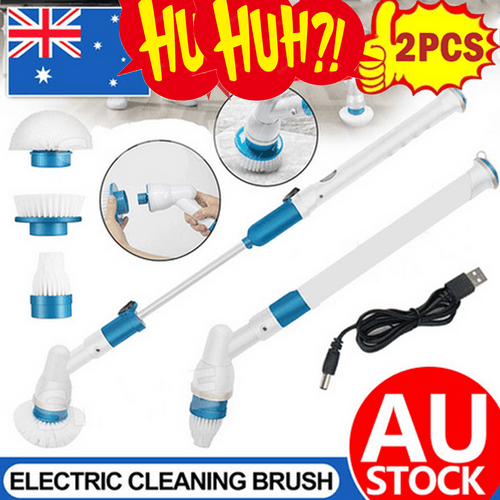 2PCS Rechargeable Spin Scrubber Electric Turbo Scrub Cleaning Brush Cordless Kit - RnR Galore