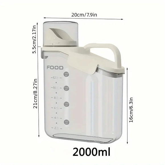 2Sizes Portable Transparent Grain Storage Jar Cat Food Rice Snack Tea Container - 2000ML - RnR Galore