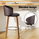 2x Artiss Bar Stools Dining Chairs Contoured Leather Wood Stool - RnR Galore