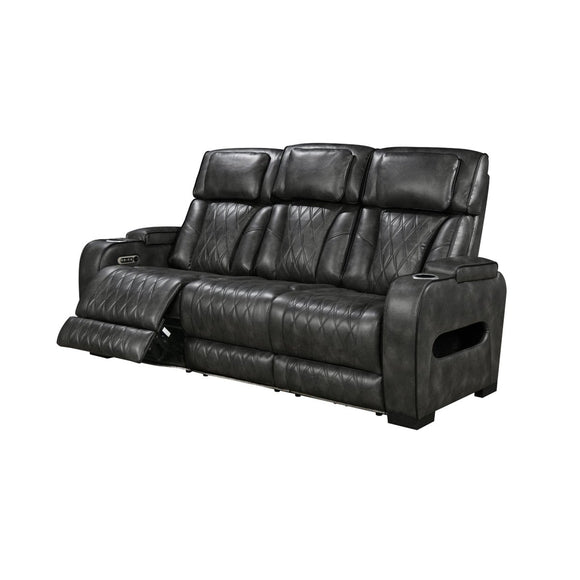 3 - 2 Seater Electric Air Leather Dark Grey Recliner Set - RnR Galore