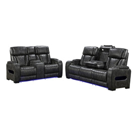 3 - 2 Seater Electric Air Leather Dark Grey Recliner Set - RnR Galore