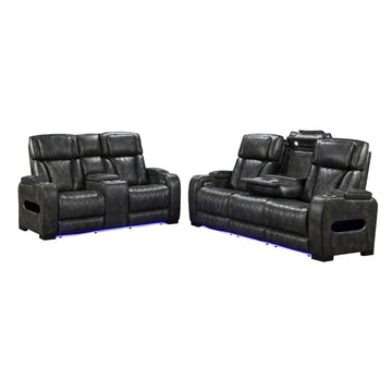 3 - 2 Seater Electric Air Leather Dark Grey Recliner Set - RnR Galore
