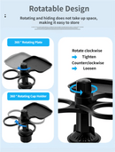 3 - in - 1 Car Rotating Dinner Tray & Double Cup Holder with Secure Phone Mount - Car Cup Slot Swivel Expander and Snacks & Drinks Organizer - RnR Galore