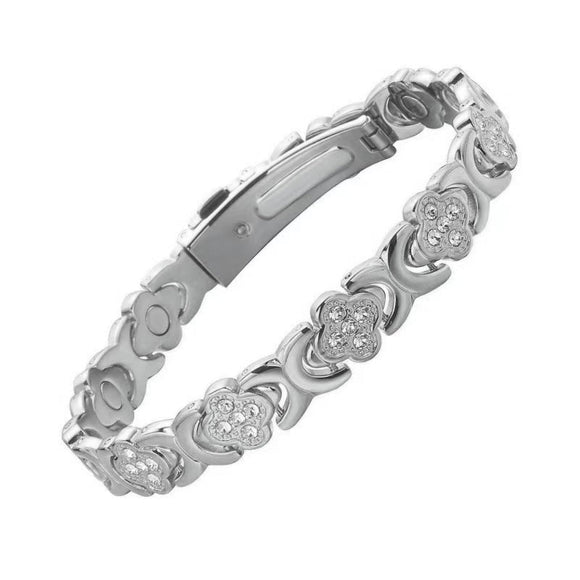 3 - Pack 13cm Clover Magnetic Bracelet Set – Rose Gold/Gold/Silver Tone,Crystal Inlay for Women - RnR Galore