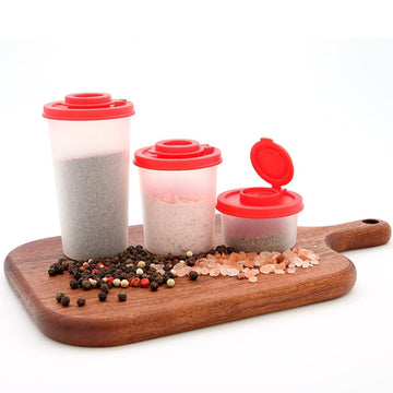 3 - Pack Mini Compact Spice Shaker Set(Medium Size) - Transparent Salt and Pepper Dispensers for Camping, Picnic & Outdoor Grilling - RnR Galore