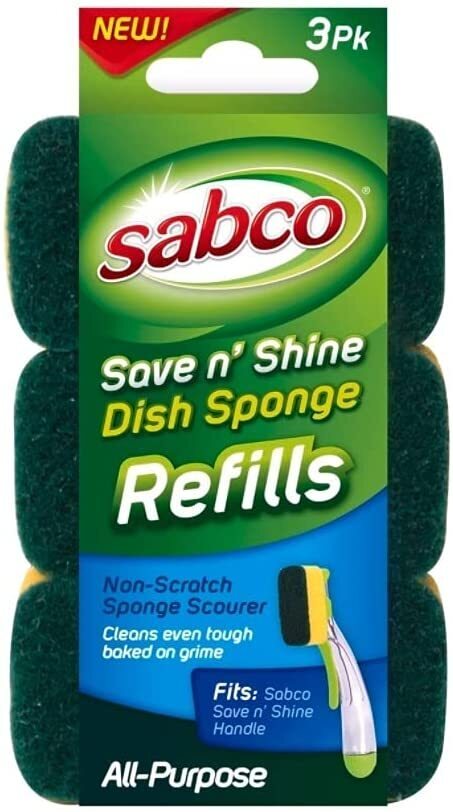 3 - Pack Sabco Save N Shine Dish Sponge Scourer Refill - RnR Galore