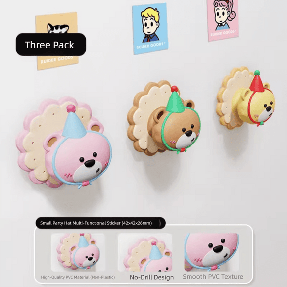 3 Pcs (Pink + Brown + Yellow) Adorable Bear Wall Protector - Multi - Use Self - Adhesive Door Stopper Bumper - RnR Galore