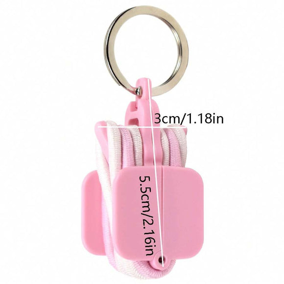 3 - PCS Pink Portable Hair Tie Organizer Keychain Compact Hair Accessories Holder with Clip for Travel School Bag and Purse - RnR Galore
