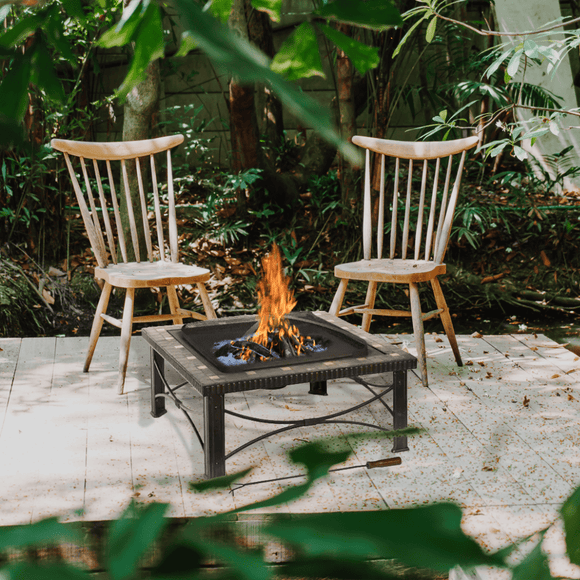 30" Square Slate Tile Fire Pit Outdoor Patio Heater Fireplace - RnR Galore