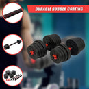 30kg Adjustable Rubber Dumbbell Set Barbell Home GYM Exercise Weights - RnR Galore