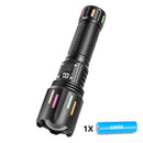 30W High Brightness LED Flashlight with Digital Display & Fluorescent Design - USB Rechargeable, 800 - 1200M Range(black+One 18650 battery) - RnR Galore