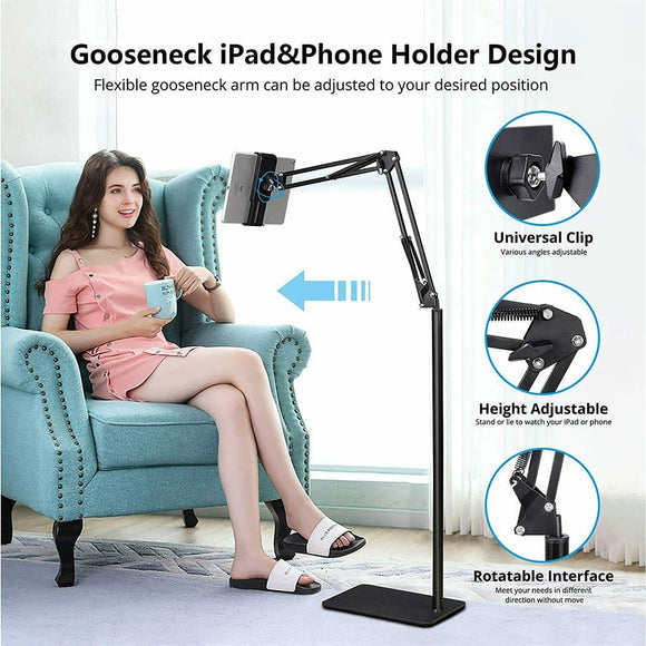 360 Tablet Floor Stand Adjustable 5 - 12.9 Inch Overhead Phone Desktop Holder - RnR Galore