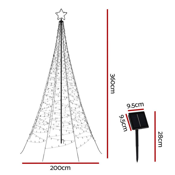 3.6M Christmas Tree 800 LED Solar Net Lights Jingle Jollys - RnR Galore