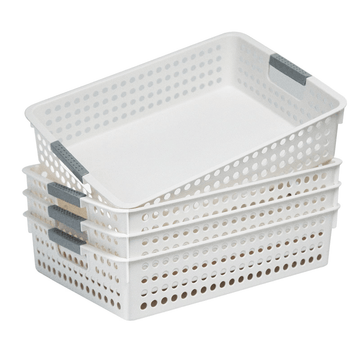 36x Premium Plastic Storage Basket Bulk w/ Grip Handles 26.5*17.2*7.3cm - RnR Galore