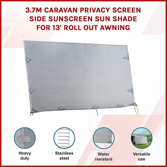 3.7m Caravan Privacy Screen Side Sunscreen Sun Shade for 13' Roll Out Awning - RnR Galore