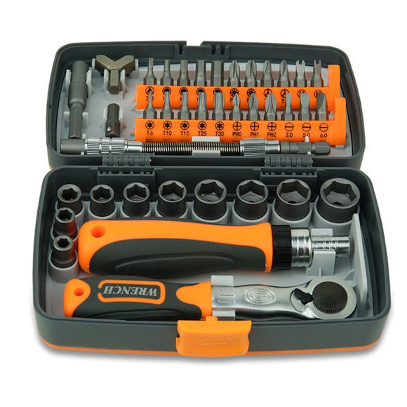38 - Piece Ratchet Screwdriver & Socket Wrench Set - Professional Multi - Bit Repair Tool Kit with Portable Case(orange) - RnR Galore