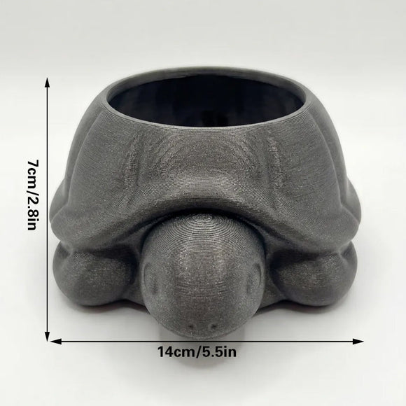 3D printed animal flower pots suitable for home and garden. Gray turtle single piece. - RnR Galore