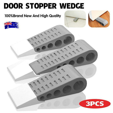 3Pcs Rubber Grip Wedge Door Stoppers Floor Carpet Heavy Duty Door Stop Security - RnR Galore