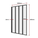 4 Fold Black Folding Bath Shower Screen Door Panel 1000 x 1400mm - RnR Galore