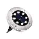 4 - Pack Classic Large 8 LED Solar In - Ground White Light Set (12 x 12 x 13 cm) - Stainless Steel Waterproof Garden Spike Lamps for Lawn & Pathway - RnR Galore