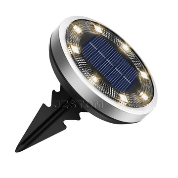 4 - Pack New Solar LED In - Ground Yellow Lights (Single 8.3x8.3x10 cm) - Stainless Steel & ABS Waterproof Outdoor Garden Pathway and Landscape Spike Lamp - RnR Galore