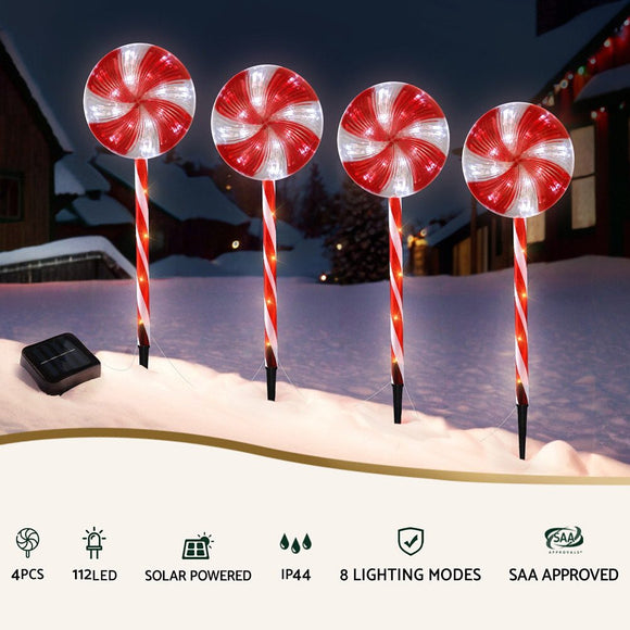 4 PCS Christmas Lights Path Ground Light Garden Decoration 112 LED Jingle Jollys - RnR Galore
