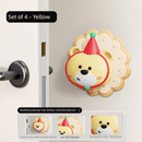 4 Pcs Yellow Adorable Bear Wall Protector - Multi - Use Self - Adhesive Door Stopper Bumper - RnR Galore