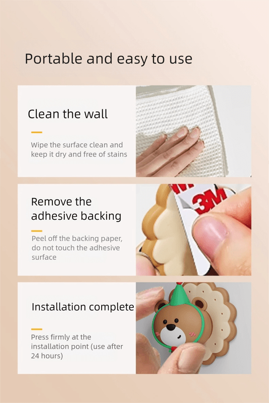 4 Pcs Yellow Adorable Bear Wall Protector - Multi - Use Self - Adhesive Door Stopper Bumper - RnR Galore