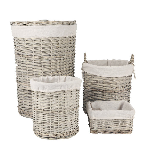 4 Piece Wicker Storage Baskets With Liner Set - RnR Galore